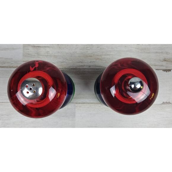 Olde Thompson Sunset Acrylic MultiColor Salt & Pepper Mill Shaker Set 80s VTG 5" - Picture 2 of 5